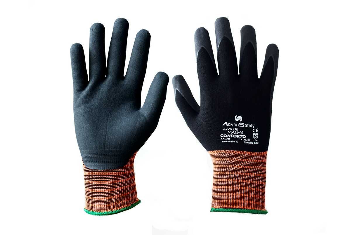 Luva Malha Com Banho Nitrilica Foam Tam M [ Ca39567 ] Lalan
