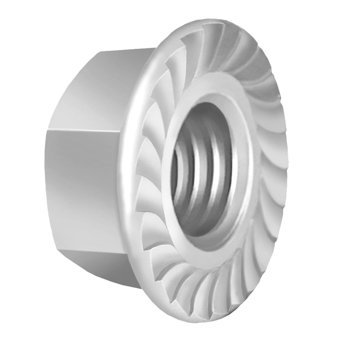 Porca Sextavada Flangeada Dentada Cei 3/8 Chv 15 Zincado Branco