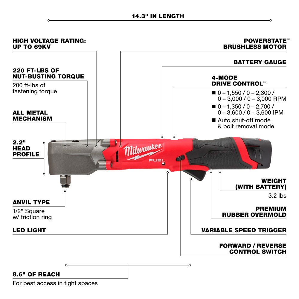 Chave Impacto Angular 12.0v Li C/bat [ 2565-159 ] Milwaukee