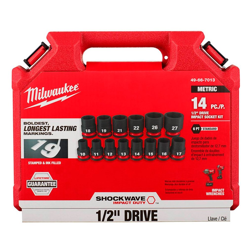 Jogo Soquete Impacto Enc 1/2 Curto C/ 14pc [ 49-66-7013 ] Milwaukee