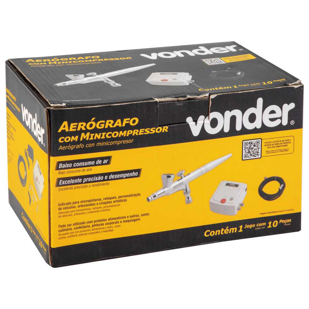 Mini Compressor com Aerógrafo 10 Peças 6220010000 - Lojas Tamoyo
